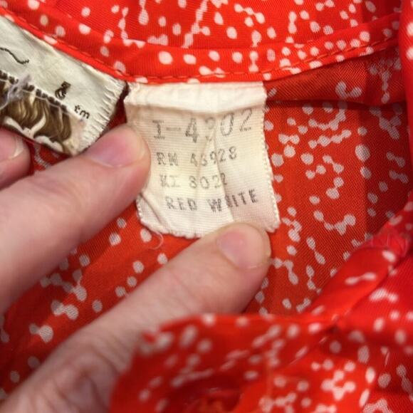 Vintage Amanda‎ Red Polka Dot Blouse | Puff Shoulder Tie Neck | Size Small - Picture 11 of 13